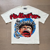 New trendy H Hell Star series printed double yarn pure cotton casual unisex summer loose short-sleeve T-shirt.