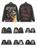 Autumn and winter cross-border American-style skull rock street washed print vintage cotton long-sleeve shirt for men and women