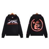 [Hell Series] Trendy High Street Hell Star Distressed Worker Head Print Casual Hoodie