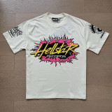 New trendy H Hell Star series printed double yarn pure cotton casual unisex summer loose short-sleeve T-shirt.