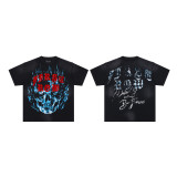 FIRST ROW LOST UTOPIA UNIVERSE CROPPED TEE white ink direct print short sleeve t-shirt for men
