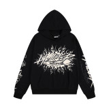 24ss American high street fashion brand HELL street heavy print terry sweatshirt casual sports hooded set for men and women