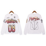 [Hell Series] Trendy High Street Hell Star Distressed Worker Head Print Casual Hoodie