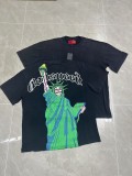 26ss cross-border foreign trade European and American trendy brand GOD high street washed distressed printed spliced vintage short-sleeve T-shirt for men and women