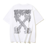 25ss European and American cross-border fashion high street OFF-WHITE high-quality printed graffiti loose short-sleeve T-shirt for men and women
