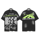 NFC Chip Hell Star HEEL Washed Vintage American Style Printed Short Sleeve T-Shirt