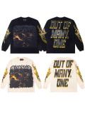 Cross-border American fashion Godspeed new American street hip-hop print retro pure cotton casual long-sleeve T-shirt