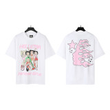 New cross-border HELL trendy high-quality vintage distressed T-shirt, loose fit printed short-sleeve T-shirt, unisex style for couples