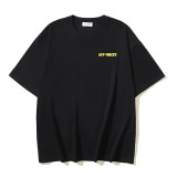 25ss American style trendy brand high-quality off-shoulder short-sleeve T-shirt with melting arrow gradient starry sky ink splatter design for men and women