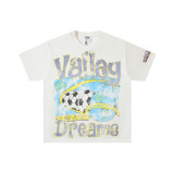 25ss cross-border foreign trade VALL trendy high street retro washed distressed street style direct-print rhinestone short-sleeve unisex T-shirt