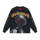 25s high-quality American trendy brand high street rock band basketball washed vintage street long-sleeve T-shirt for both men and women