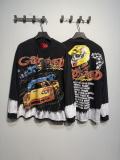 Cross-border wholesale of trendy GOD streetwear vintage skull print washed distressed long-sleeve T-shirts and hooded sweatshirts for men and women