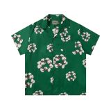 Cross-border pure cotton short-sleeve D.T 3D foam cotton blossom print graffiti unisex casual loose T-shirt