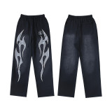 25ss high-quality Hellstar trendy high street washed distressed loose hoodie sweatshirt and pants unisex set