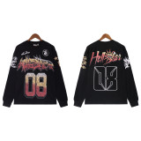 [Hell Series] Trendy High Street Hell Star Distressed Worker Head Print Casual Hoodie