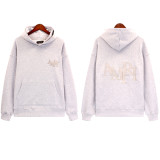 AMIRI American fashion brand washed casual logo embroidered hoodie with lettering, loose fit, unisex