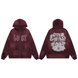 25ss Cross-Border Foreign Trade Lost Intricacy American Los Angeles Trendy Brand Rhinestone Cardigan Hoodie Set for Men