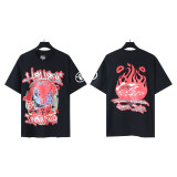 New cross-border HELL trendy high-quality vintage distressed T-shirt, loose fit printed short-sleeve T-shirt, unisex style for couples