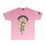 REPRESENT Summer New Vintage Lark Bird Print Loose American Style Trendy Casual Short Sleeve T-Shirt for Men and Women