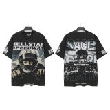 New Hellstar high-quality vintage washed loose-fit short-sleeve T-shirt for men