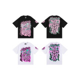 25ss cross-border European and American trendy brand hell hip-hop printed letter high street casual loose pure cotton short-sleeve unisex shirt