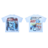 FIRST ROW LOST UTOPIA UNIVERSE CROPPED TEE white ink direct print short-sleeve T-shirt for men