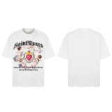 25ss cross-border European and American trendy brand high street loose casual retro short-sleeve T-shirt for men and women with printed letter and portrait designs