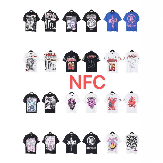 New cross-border HELL trendy high-quality vintage distressed T-shirt, loose fit printed short-sleeve T-shirt, unisex style for couples