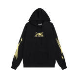 24ss American high street fashion brand HELL street heavy print terry sweatshirt casual sports hooded set for men and women