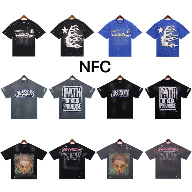 25ss Summer New Arrival Hellstar American Fashion Brand Washed Vintage Print Loose Short Sleeve T-Shirt for Men and Women