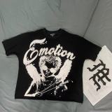 MIXED EMOTION American fashion brand Angel high street rhinestone vintage loose short-sleeve full-print unisex T-shirt