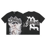 MIXED EMOTION American Fashion High Street Retro Loose Rhinestone Summer Pure Cotton Short Sleeve T-Shirt Unisex