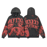25ss Cross-Border Foreign Trade MIXED EMOTION American Street Style Diamond Pure Cotton Zip-Up Sweatshirt for Men and Women