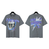 New cross-border HELL trendy high-quality vintage distressed T-shirt, loose fit printed short-sleeve T-shirt, unisex style for couples