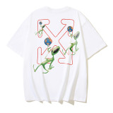 25ss European and American cross-border fashion high street OFF-WHITE high-quality printed graffiti loose short-sleeve T-shirt for men and women