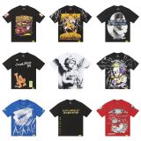 25ss American fashion high street COUGH SYRUP 3D white ink direct print rhinestone high street loose double yarn short sleeve t-shirt for men