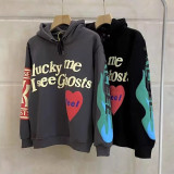 American-style trendy brand, European and American influencer style hoodie with foam heart print graffiti, unisex hooded sweatshirt wholesale