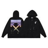 25ss American fashion high street OFF series autumn and winter OW arrow stripe trendy casual unisex loose hooded sweatshirt
