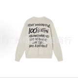 23S STU new knitted sweater with curved letter print, unisex, suitable for couples, versatile, pure cotton, long sleeve