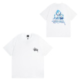 Original label one-piece dropshipping trendy brand STU West short-sleeve T-shirt with dice, black eight, ice cream designs, basic American style couple's wear for summer