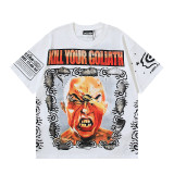 25ss Cross-Border Foreign Trade Hellstar American Trend High Street Retro Print Summer Loose Short-Sleeve T-Shirt Unisex