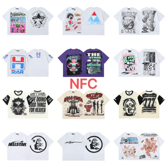 25ss Cross-Border Foreign Trade Hellstar American Trend High Street Retro Print Summer Loose Short-Sleeve T-Shirt Unisex