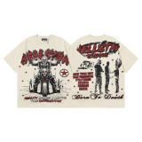 25ss Cross-Border Foreign Trade Hellstar American Trend High Street Retro Print Summer Loose Short-Sleeve T-Shirt Unisex