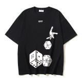 American streetwear brand OFF OW arrow graffiti print heavy-duty street style summer short-sleeve high street casual T-shirt for men and women