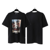 Foreign trade cross-border wholesale pa angel trendy brand coconut tree flame letter logo graffiti paint short-sleeve T-shirt for men and women