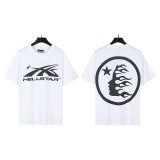 Cross-border SS Hell new high-quality washed distressed printed trendy T-shirt for men and women, loose pullover short-sleeve