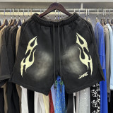 Hell Star Washed Vintage Casual Shorts Summer New European and American Trendy Brand Hip-Hop Shorts for Men and Women