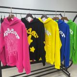 Popular foreign trade item: heavy-duty hoodie with spider web print, trendy brand, loose fit, fleece-lined sp5der sweatshirt and pants for men, in stock