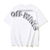 25ss American style trendy brand high-quality off-shoulder short-sleeve T-shirt with melting arrow gradient starry sky ink splatter design for men and women