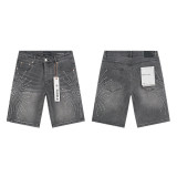 25ss Cross-Border American Fashion Brand Purple Brand Ripped and Patched Men's Casual Street Straight-Leg Denim Shorts